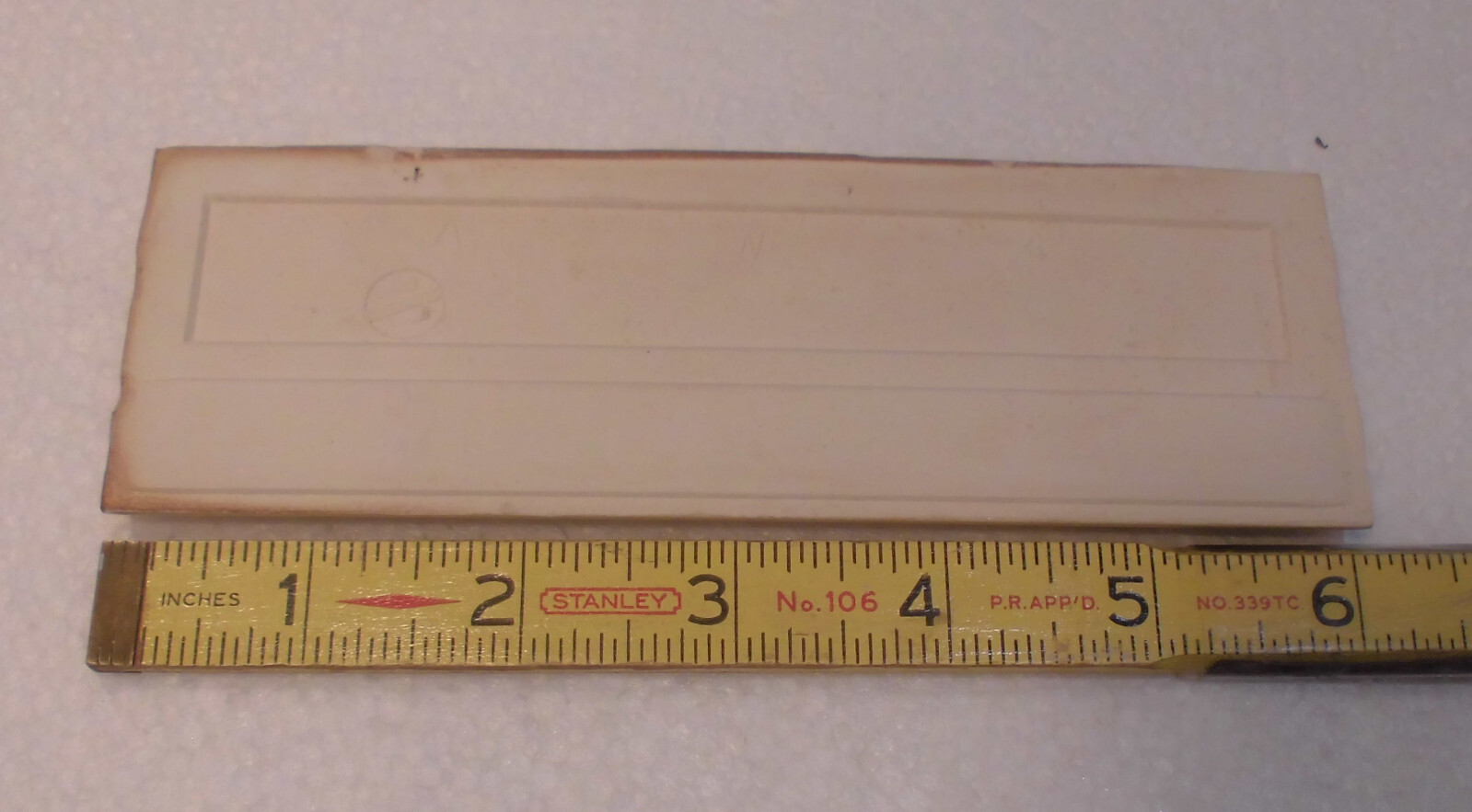 1 pc. Buckwheat – Oatmeal 2” X 6-1/8” Bullnose Ceramic Tile by Wenczel Co. NOS