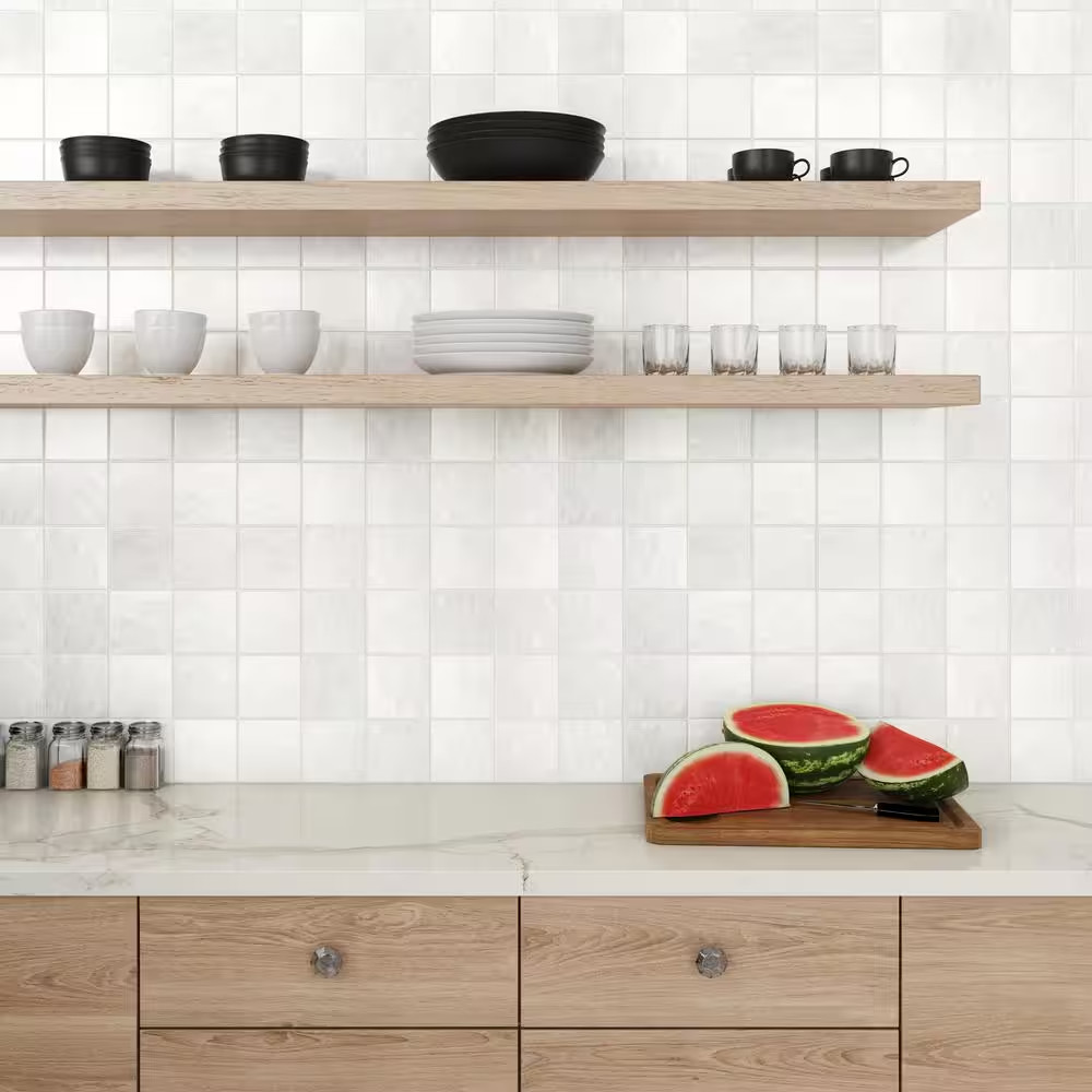Cloe Subway Glossy White 5 In. X 5 In. Handmade-Look Ceramic Wall Tile (10.83 Sq