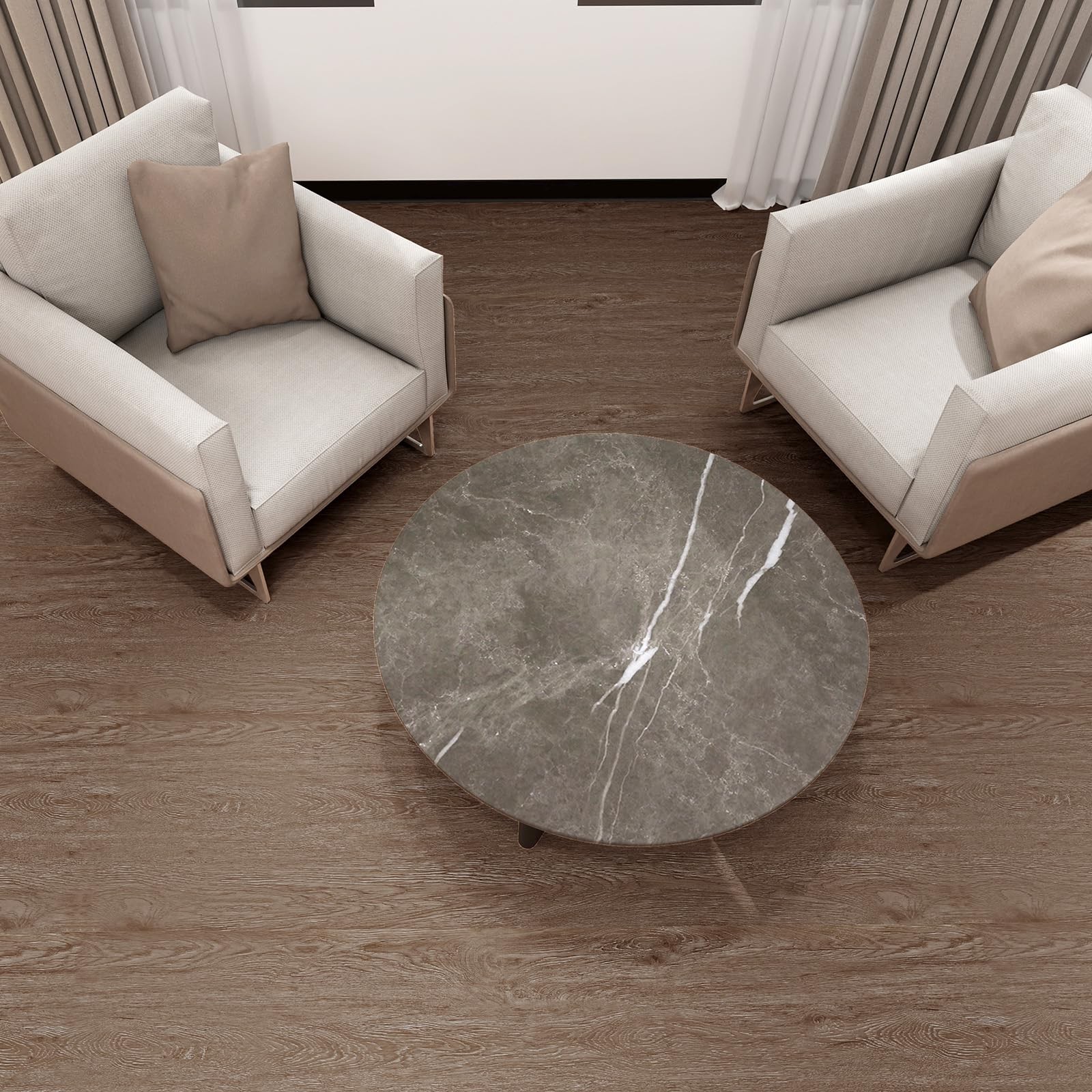 Peel and Stick Floor Tiles Dark Brown Set of 15.7 x 118 Inches Wood Grain Vin…