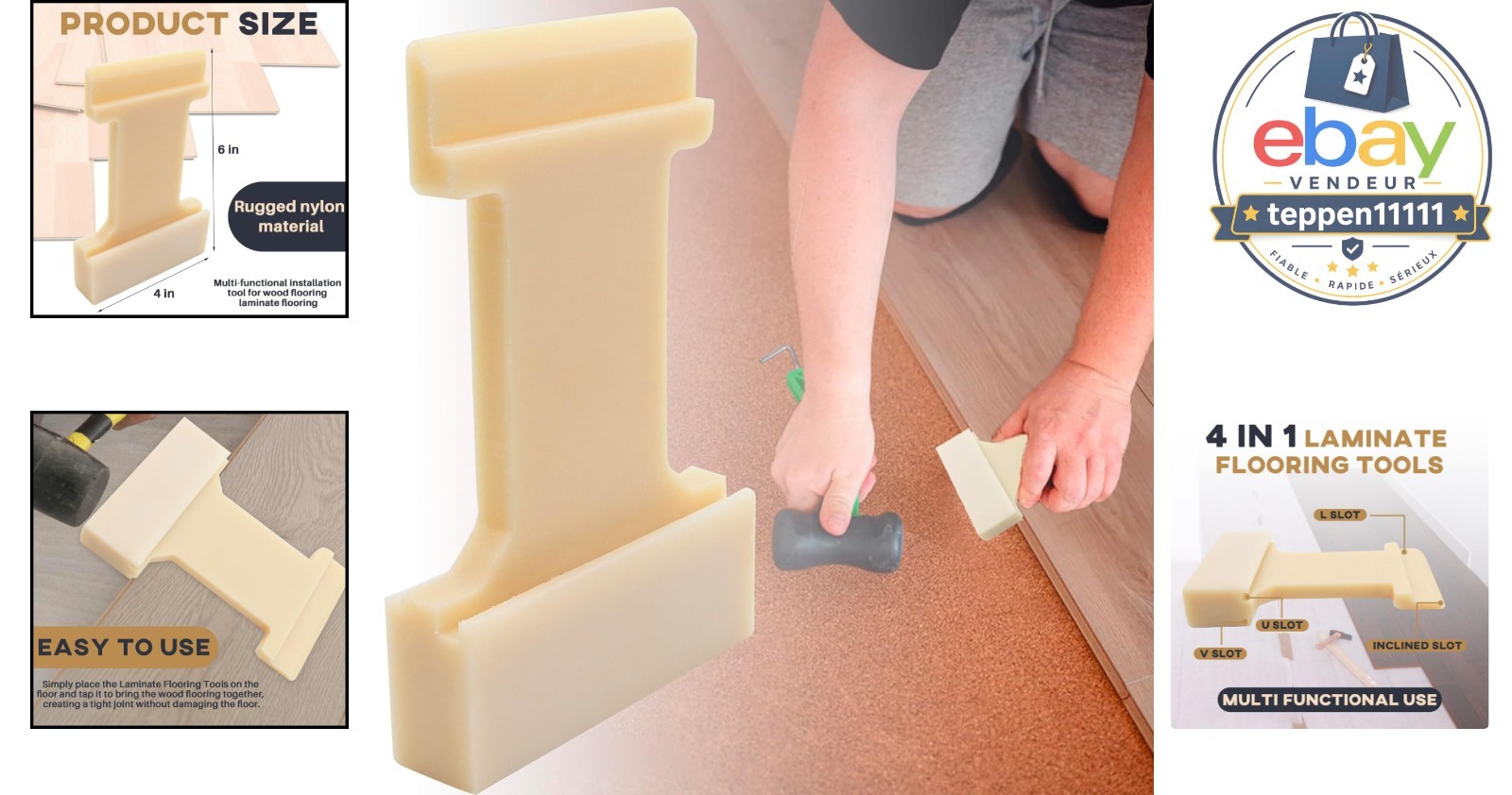 Laminate Flooring Tools 4-in-1 Tapping Block Kit Nylon