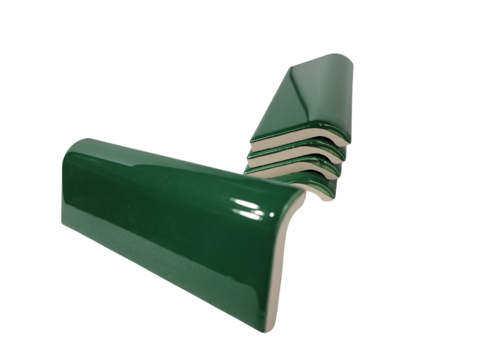 Emerald Green Ceramic Tile Mud Cap Subway Edge Trim Mudcap Mid Century Modern
