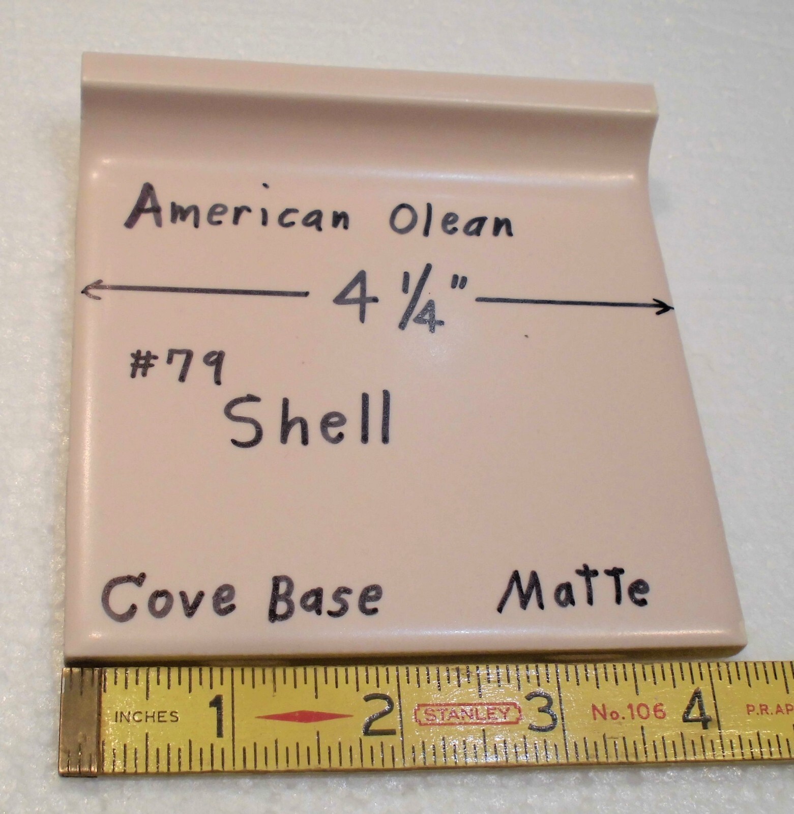 1 pc. Shell #79 Flat Top; base/cove Ceramic Tile; 4-1/4″ American Olean: Pinkest