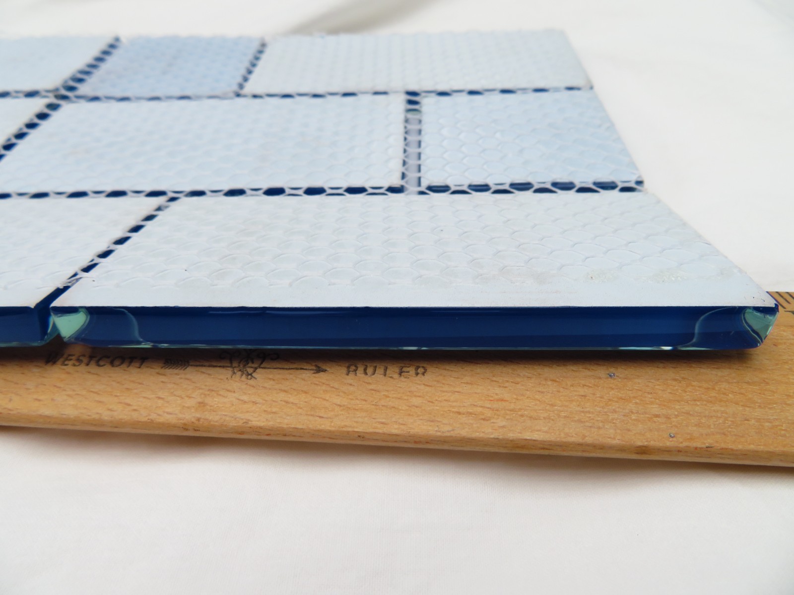Tiles Iridescent Glass Weatherproof Sheet of 12″ x 6″ Wavy & Smooth Unused Blue
