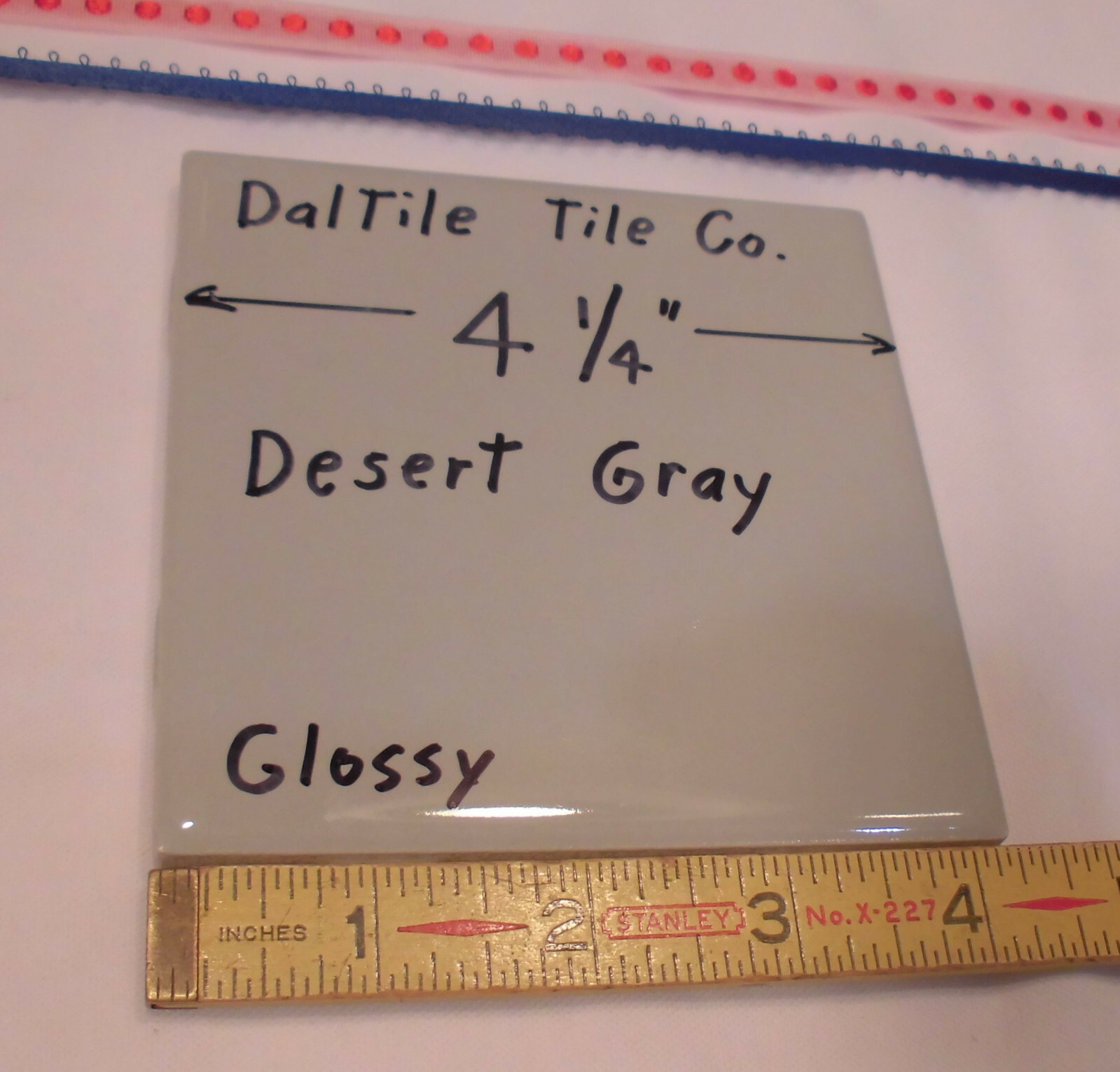 1 pc. Glossy *Desert Gray* Ceramic Tile by Daltile…4-1/4″ NEW STOCK