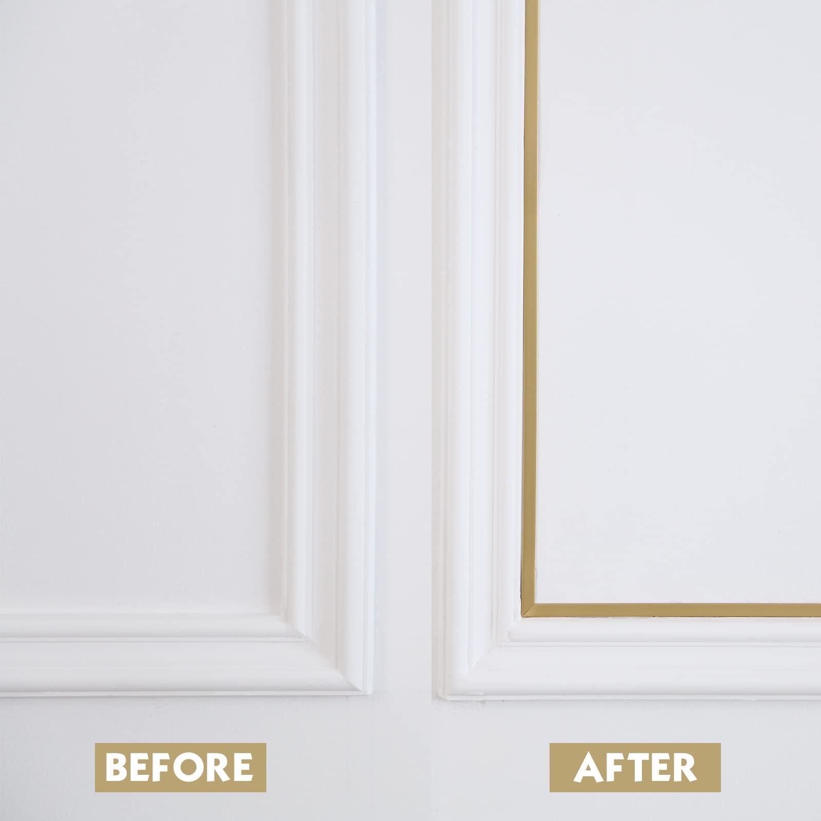 Metalized Gold Wall Trim Molding Stainless Steel Peel Stick Flexible Metal Trim