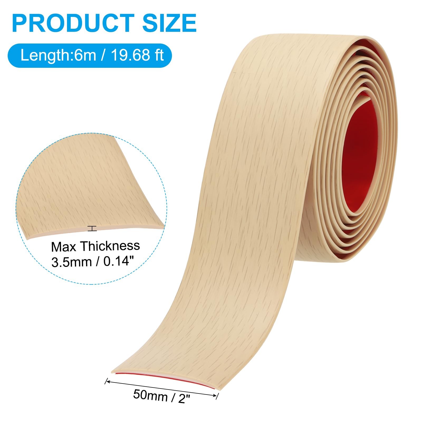 PATIKIL Self Adhesive Floor Transition Strip 20 ft x 2″ Vinyl Flat Divider Floor