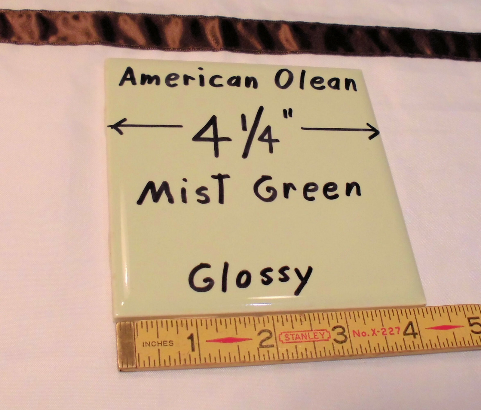 1 pc. Mist Light Green: Glossy Ceramic Tile by American Olean 4-1/4″ NOS