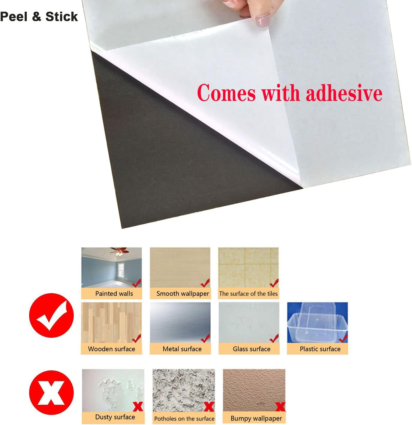 10-Piece Peel and Stick Metal Backsplash Tiles – Black & Gray 11.73″x11.73