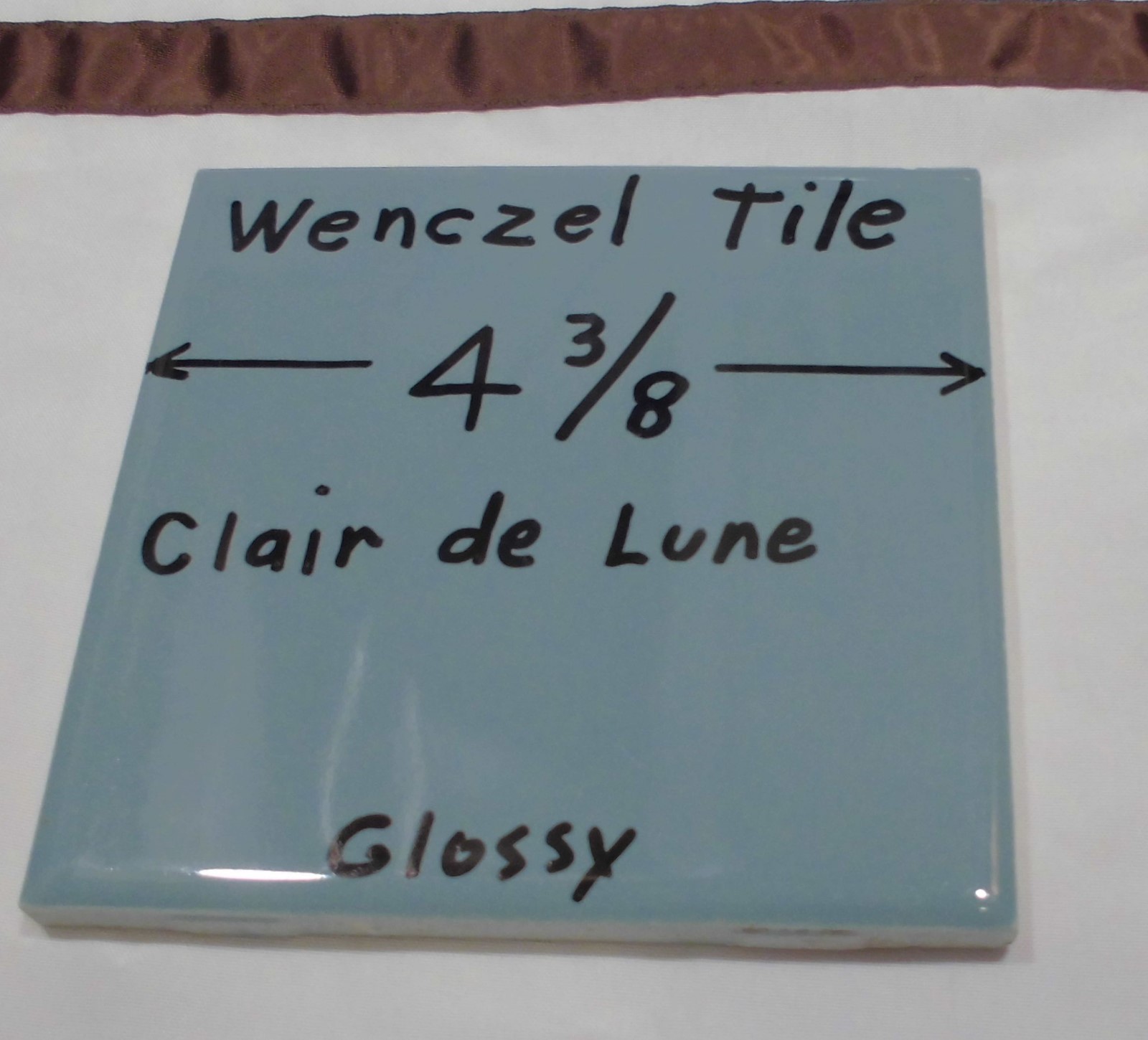 1 pc. *Blue-Gray* Glossy Ceramic Tile by Wenczel 4-5/16″ *Clair-De-Lune*