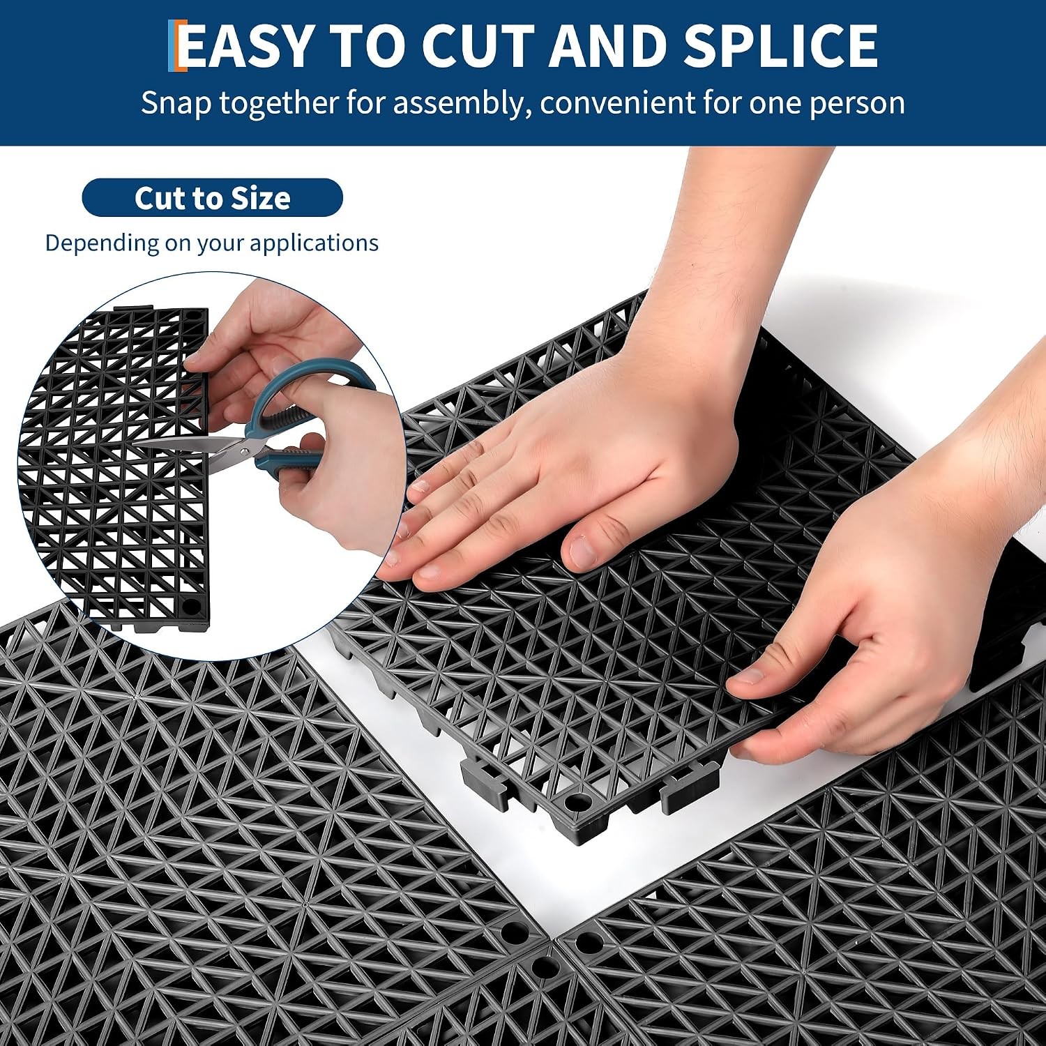 New Interlocking Garage Floor Tiles 50 PCS Deck 12″x12″ Snow Water Drainage