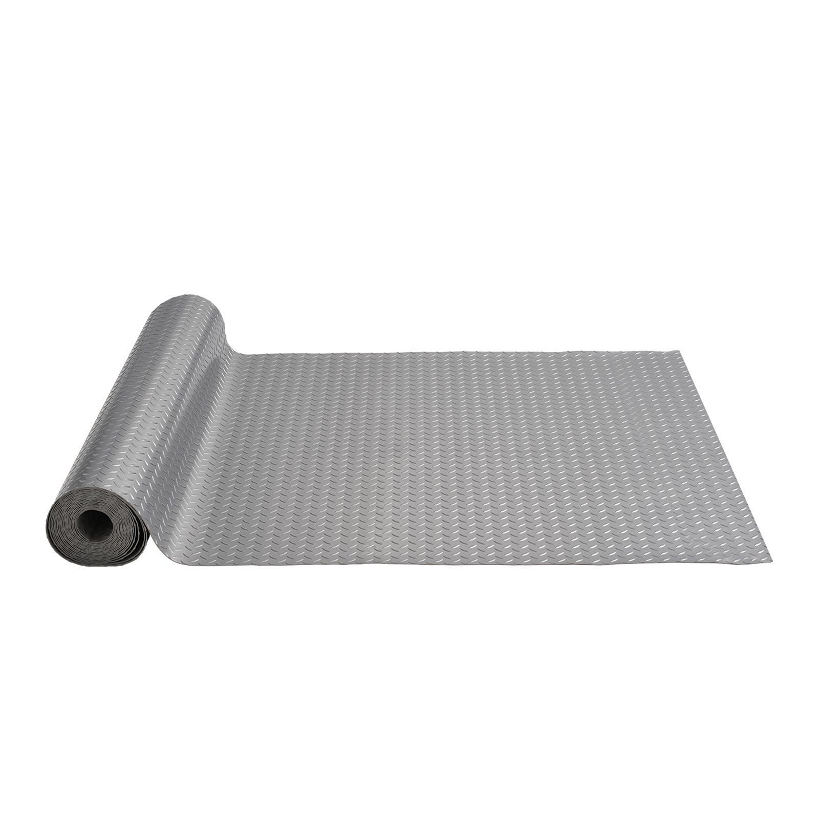 Anti-Slip 4.9x13ft Diamond Texture Vinyl Floor Cover 63.7sqft Silver PVC