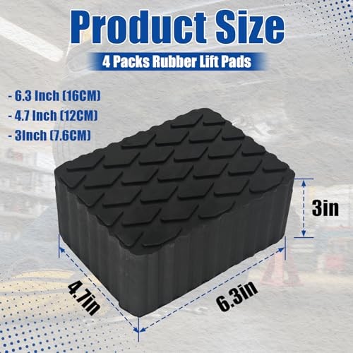 4 Pack Solid Rubber Auto Lift Pads 3000lb Heavy-Duty Jack Stand Pads Anti-Slip