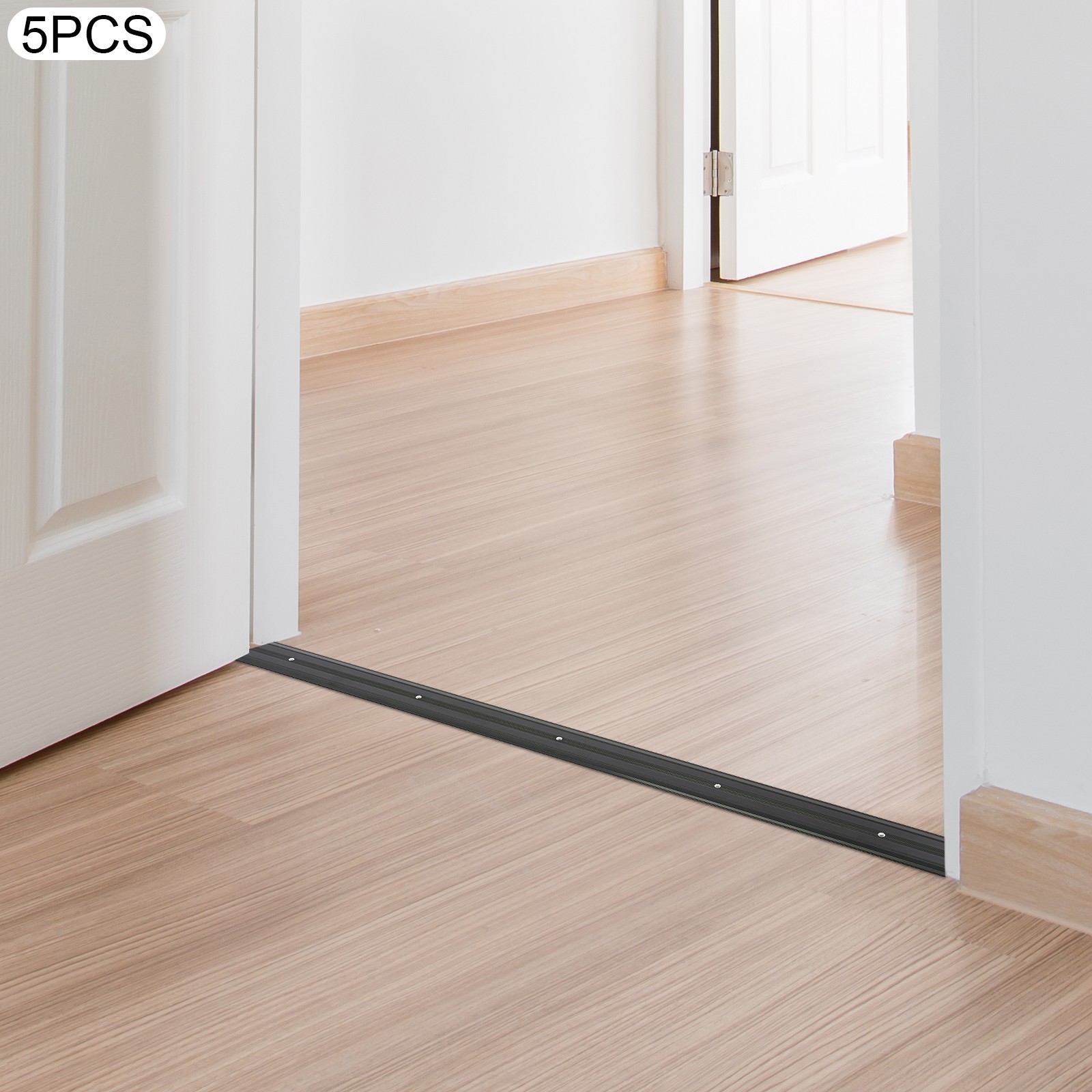 Aluminum Floor Transition Strips Set Of 5 90 × 6 × 1 cm Black