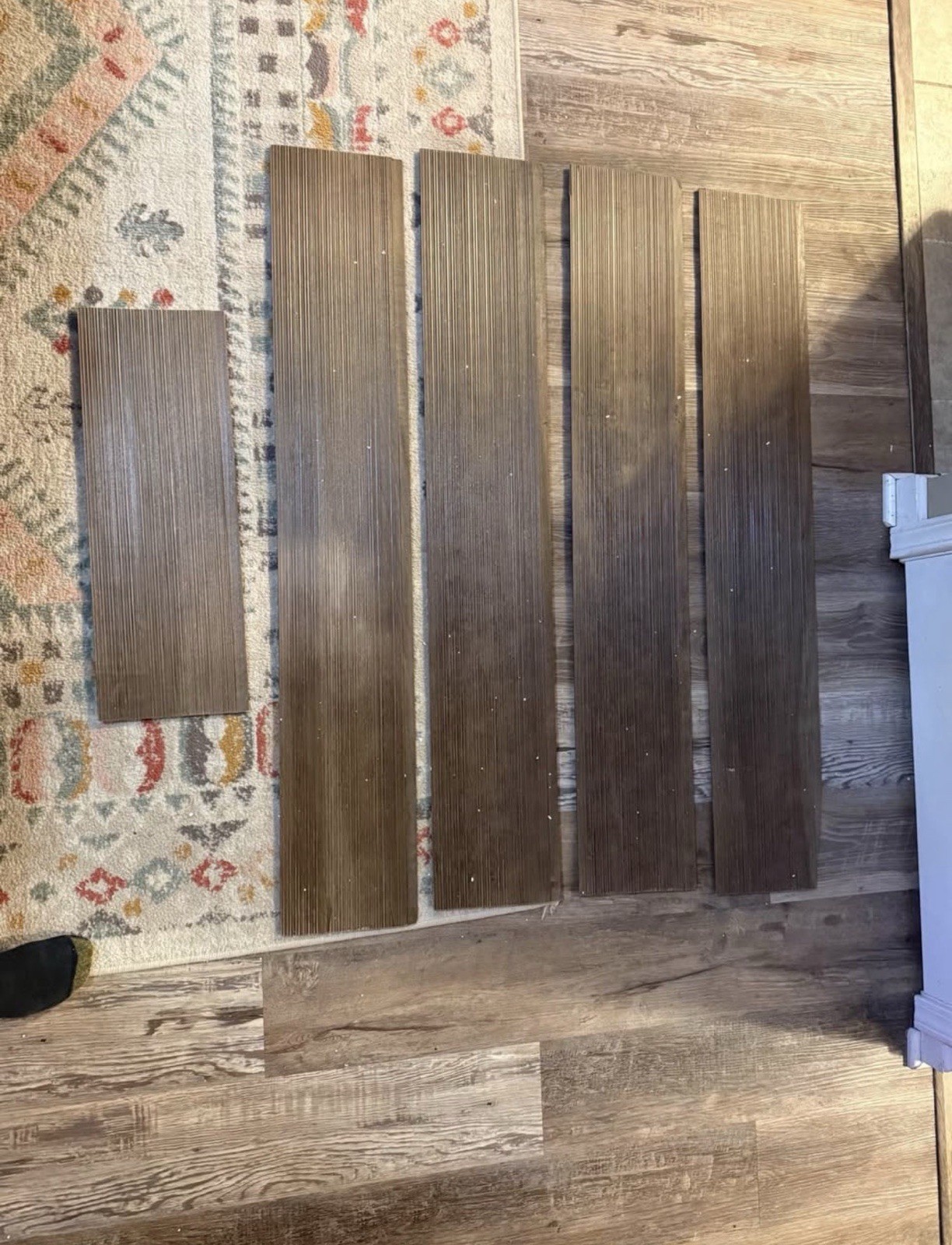 Brown Matte Solid Wood Flooring Planks 48x6in Micro-Beveled Nail Down Smooth
