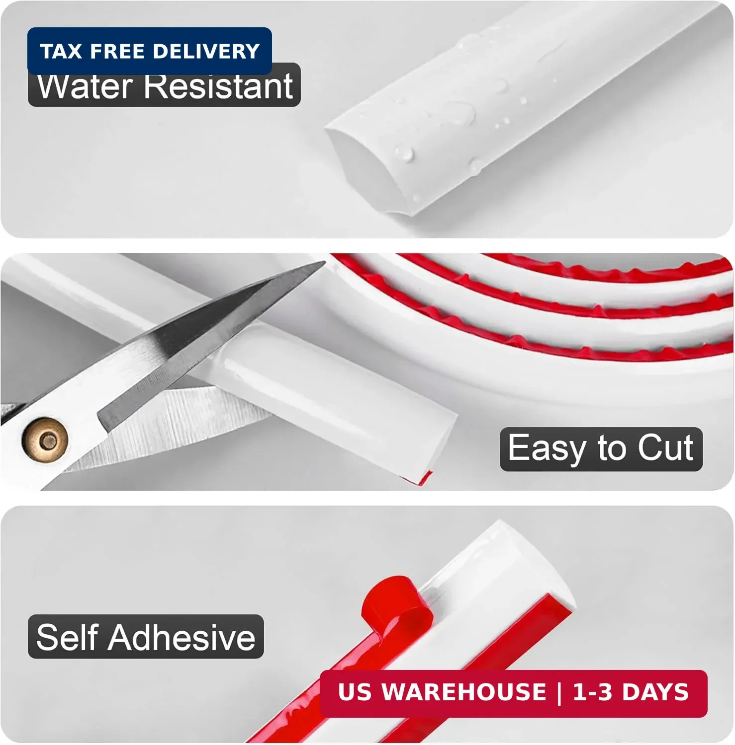 Flexible Quarter Round Molding Self Adhesive (White, 10 Ft) Peel and Stick Flexi