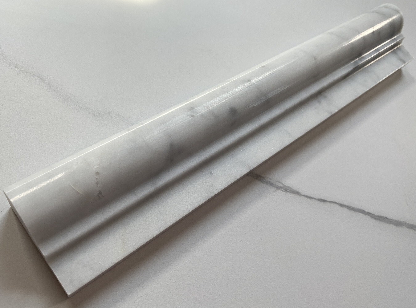 C04P Chair Rail Carrara Marble Venato Carrera Bullnose Trim Molding Polish
