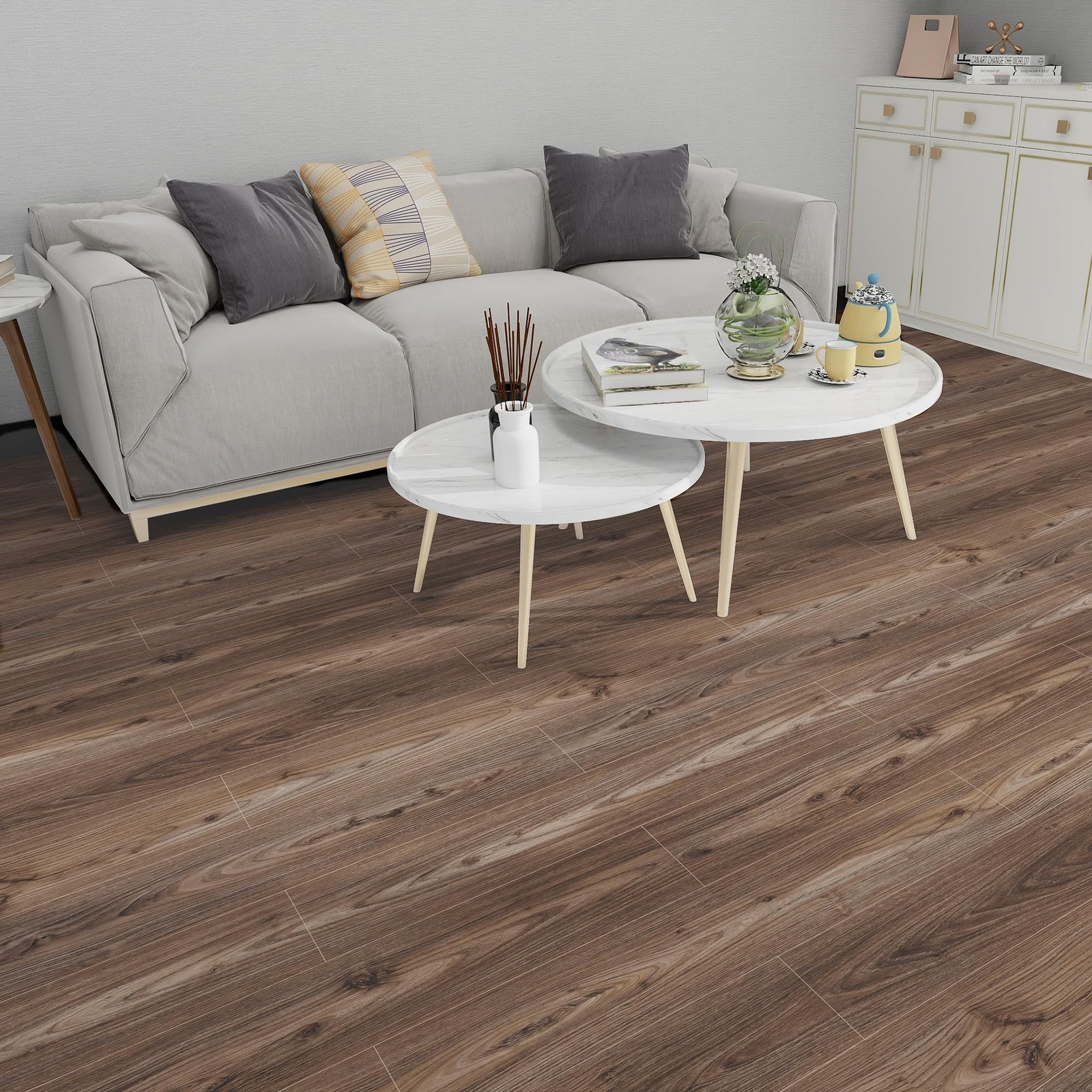 18 SqFt Wood Peel And Stick Floor Tiles 12 Pack Vinyl Waterproof 36×6 Dark Brown