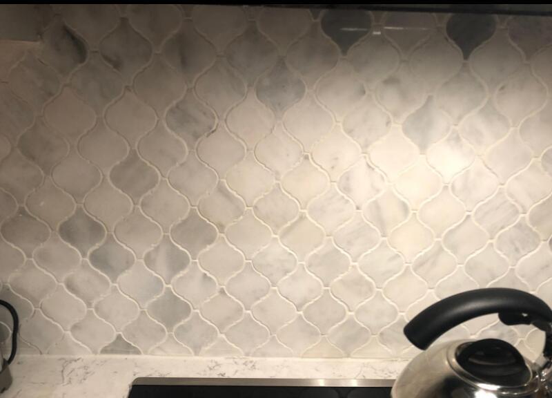 C892XP Carrara Marble Arabesque Baroque Lantern Mosaic Tile Venato Polished
