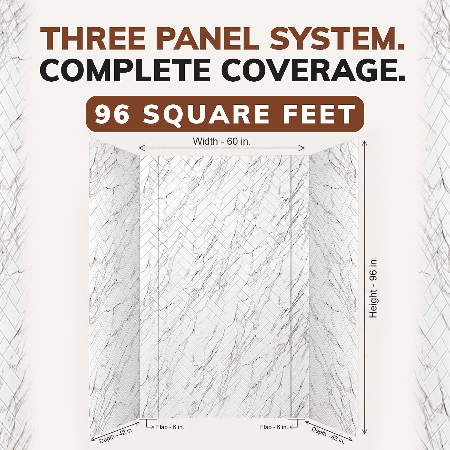 133-640-HERR-KIT Herringbone Tile – Tub and Shower Wall Panels Surround
