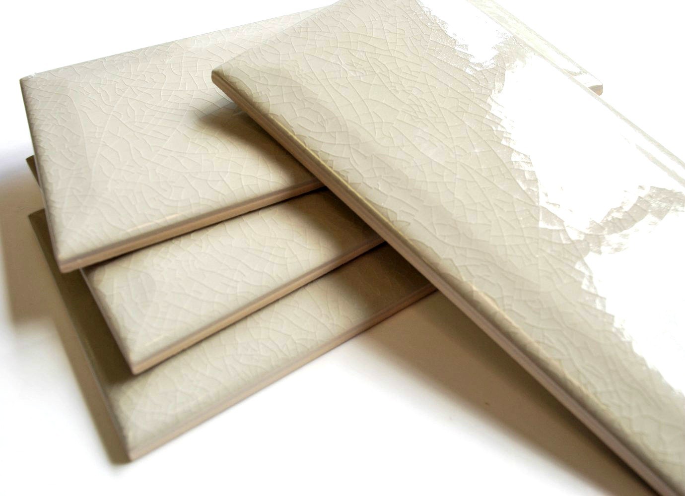 3×6 Silver Glossy Crackled Glaze Beveled Subway Ceramic Backsplash Tile 1 PIECE