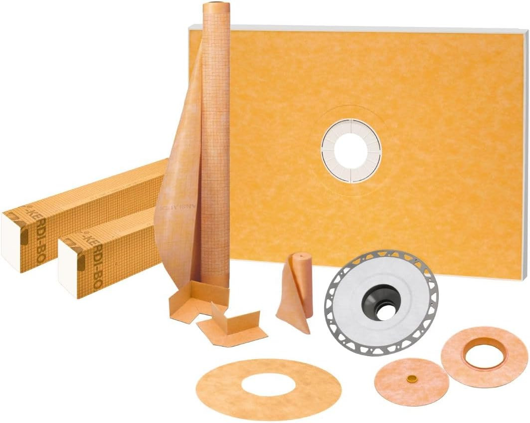 Schluter Kerdi Shower Kit with Shower Tray, Curb, Waterproofing Membrane, Strips