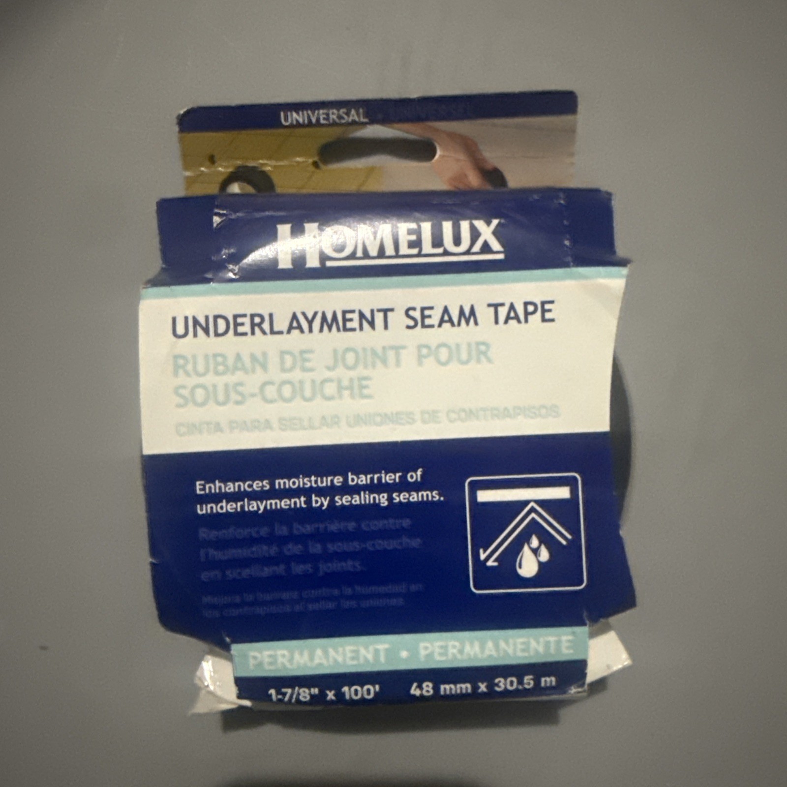 UNDERLAYMENT SEAM TAPE MOISTURE RESISTANT 1-7/8″ X 100′ Hamelin brand new