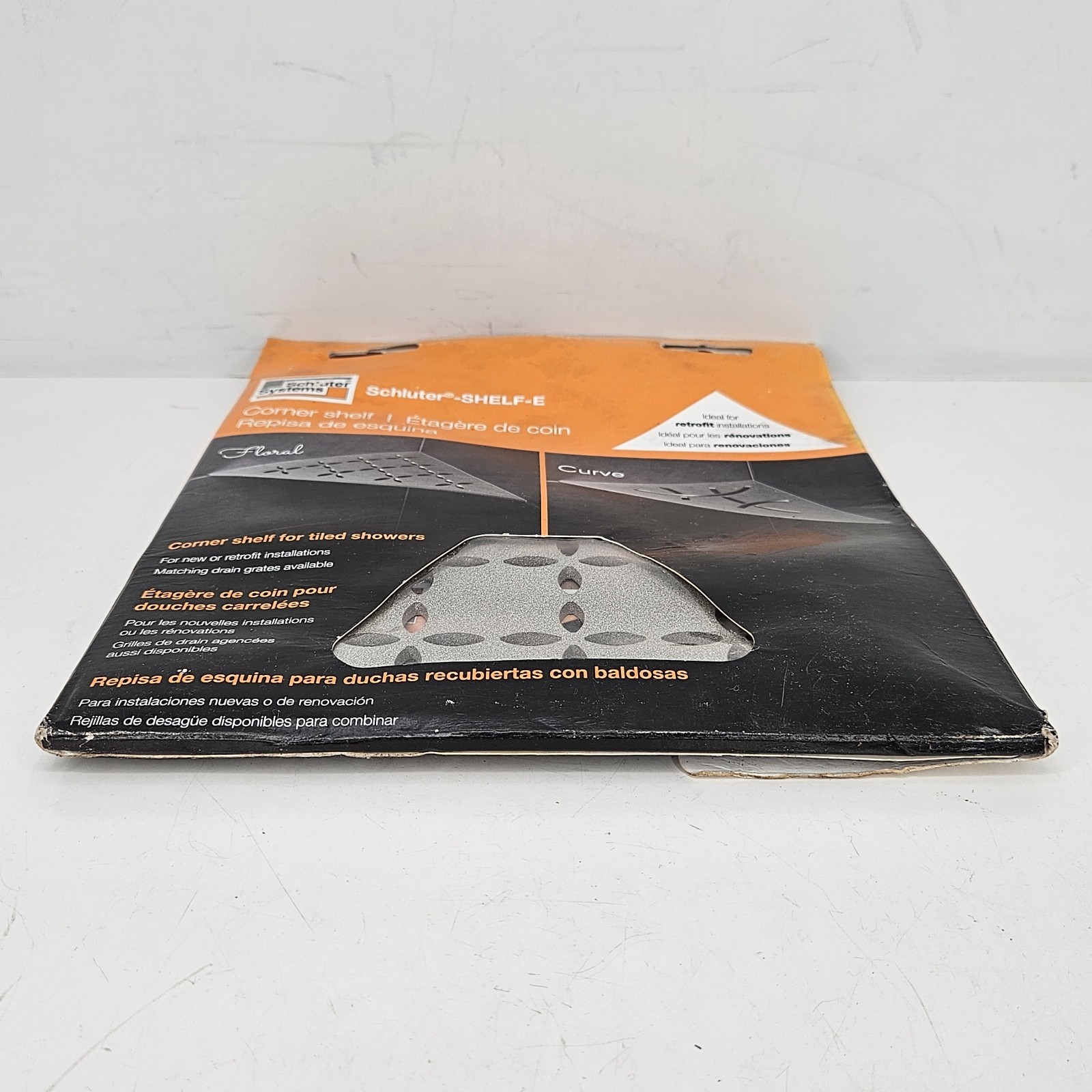 Schluter SHELF-E Triangular Floral Design Stone Grey SES1D5TSSG Shower Shelf
