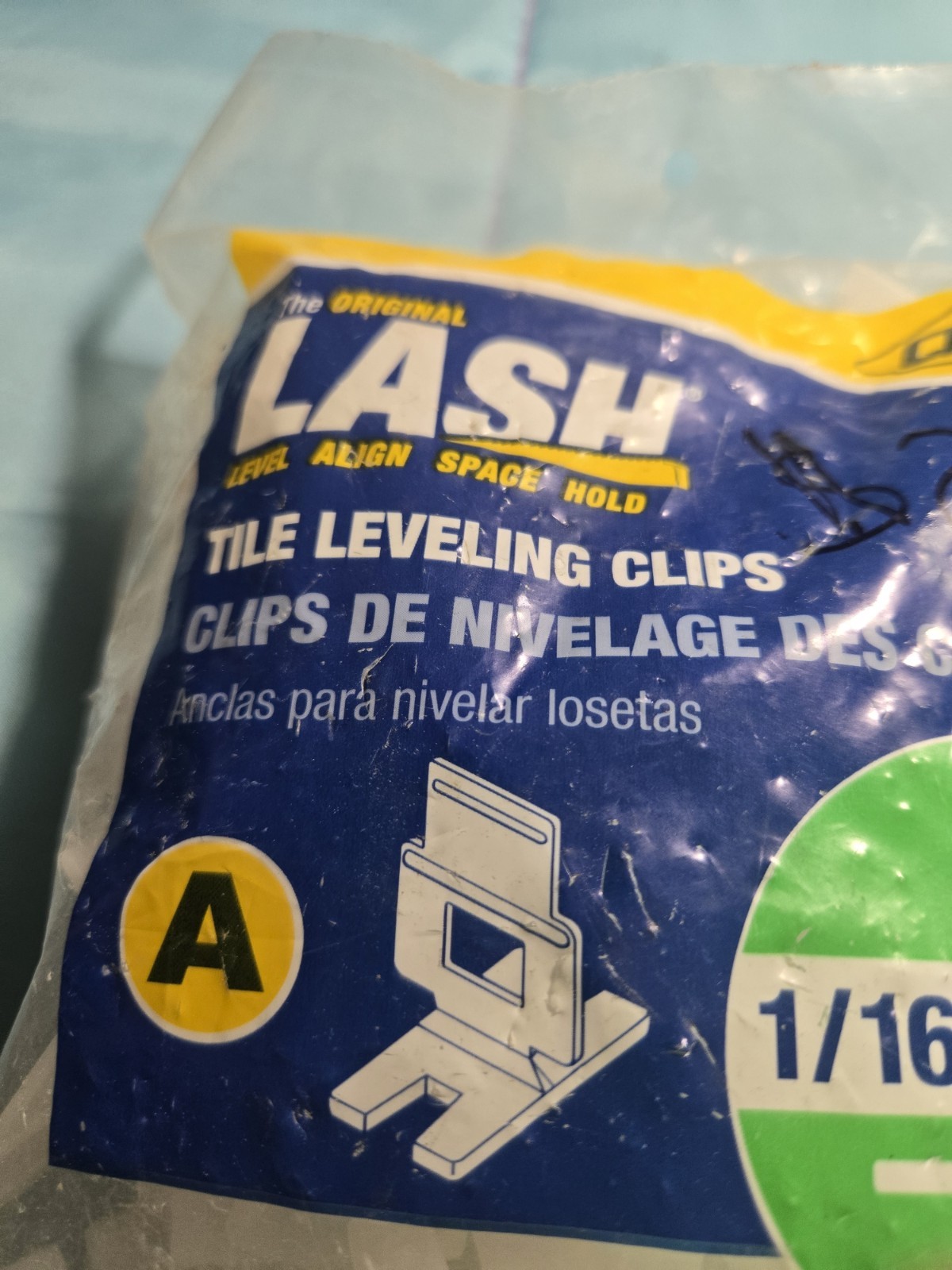 LASH Flat Floor and Wall Tile Leveling System Clips 1/16” 1.5 MM Part A 100 Pk