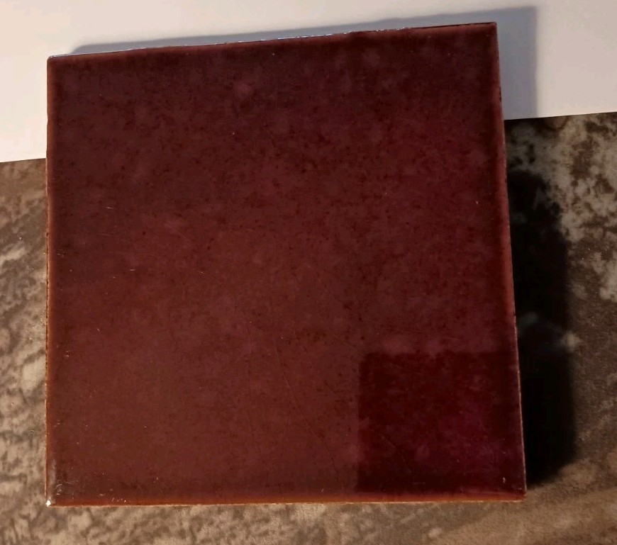 Vtg Oxblood Burgundy 1950s Tile Gardens California 4¼” Square High Sheen Gloss 4