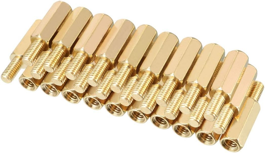uxcell 30pcs M3 12+6mm Female Male Thread Brass Hex Standoff Spacer Screws…