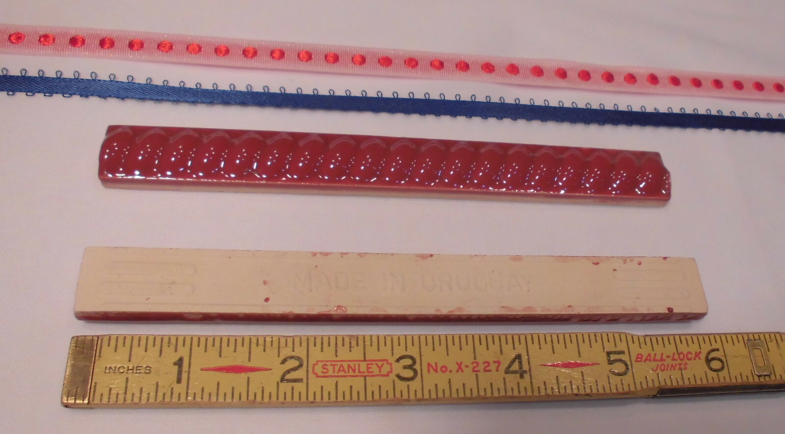 10 pcs. *Burgundy* Vintage Ceramic Liner-Pencil-Sizzle Tiles: 5/8″ X 6″ Twist