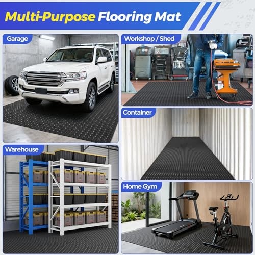 4×7 FT Diamond Plate Flooring Roll – 2.8mm Thickened Garage Floor Mat – 4×7 FT