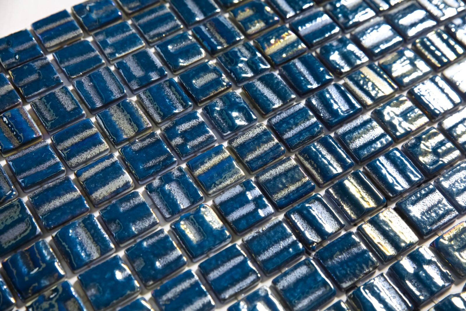 Pressed Glass Mosaic on Net for Pool 32.5×51.5 -Alves Blend Cobalt Pool
