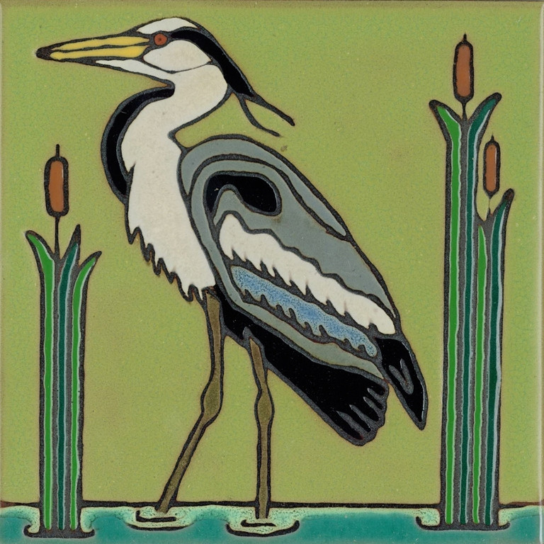 Ceramic Tile Great Blue Heron Bird hot plate wall decor installation backsplash