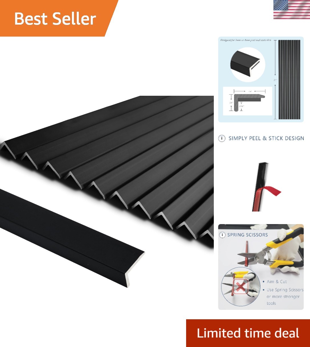 10-Pack 12-Inch Matte Black Peel and Stick Aluminum Trim for Elegant Decor