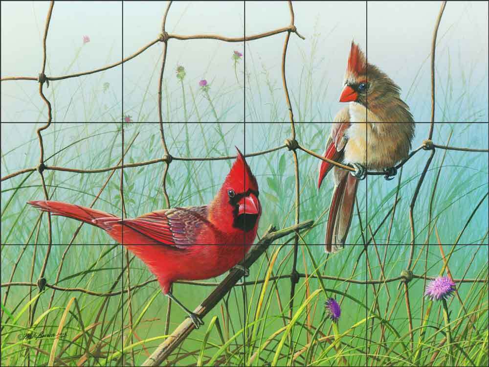 Cardinal Tile Backsplash Mike Brown Wildlife Bird Art Ceramic Mural MBA012