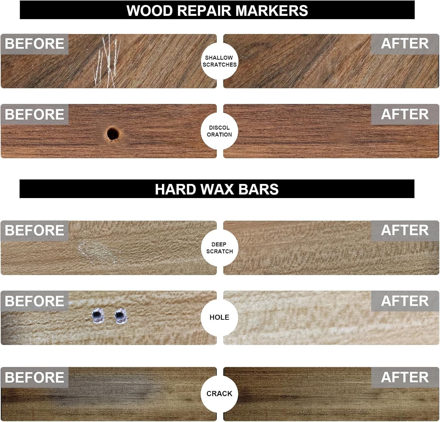 Hardwood Floor Repair Kit -11PCS Laminate Vinyl Floor Wax with 8PCS Wood Furn…