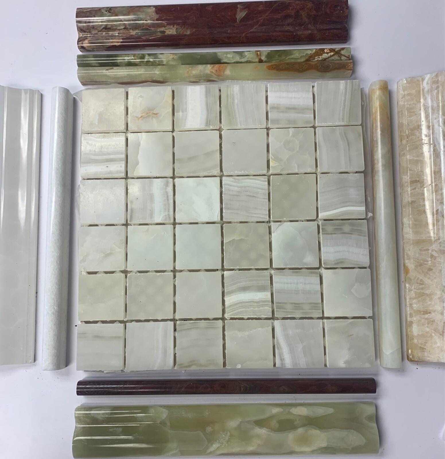 1 sqf 2×2 honed white onyx mosaic tile natural stone-$10 per sheet of 12×12?