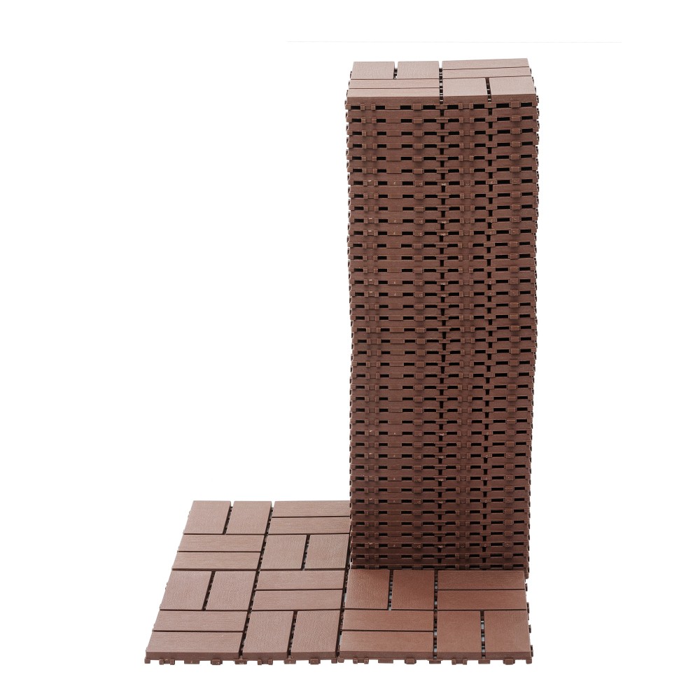44 Pack Plastic Interlocking Deck Tiles 12″x12″ Square Waterproof All Weather