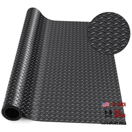30 in × 5 ft Rubber Flooring Rolls Mats, 30 in x 5 ft Black Diamond Plate