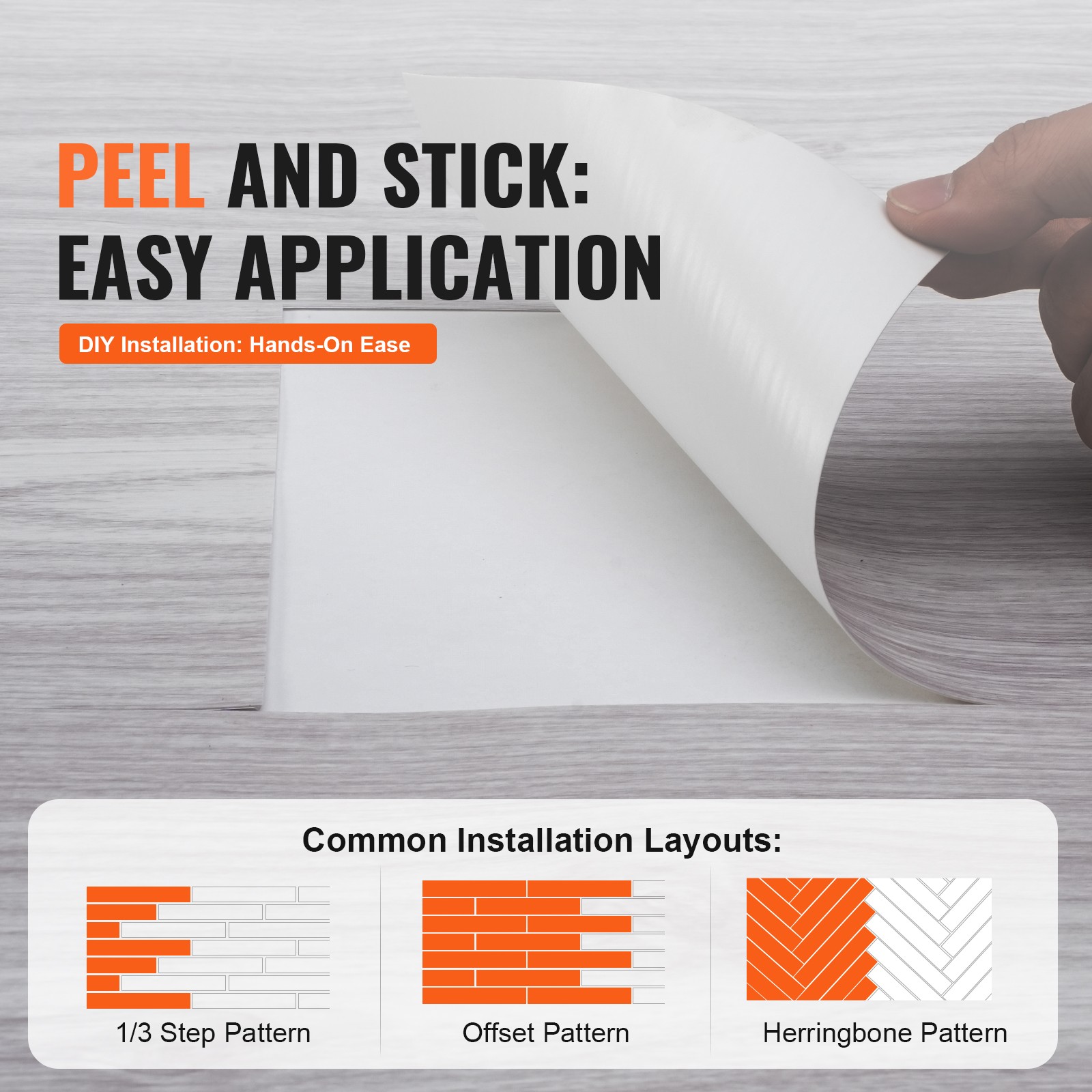 VEVOR 20PCS Self-Adhesive PVC Vinyl Floor Plank Wood Tiles Peel Stick 29 sq.ft