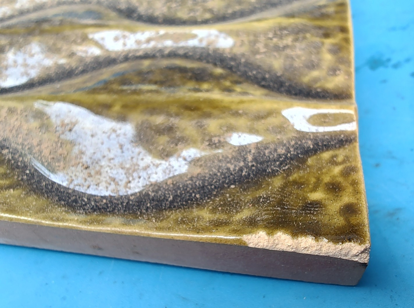 NOS Vintage Malkin Johnson England Ceramic Tile 6″ x 6″ CRACKLED GREEN WAVE