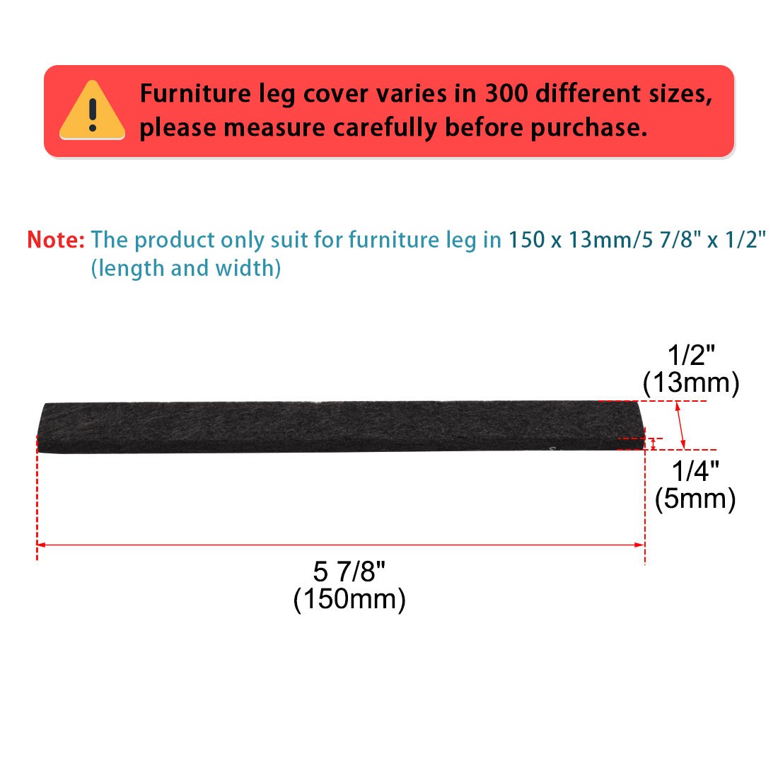 Felt Pads Rectangle 5 7/8″ x 1/2″ Anti-scratch for Furniture Floor Black 18pcs