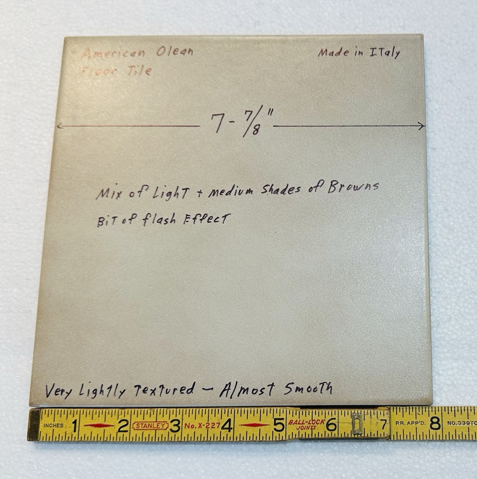 1 pc. Light – Medium Shades of Brown: 7-7/8″ Lightly Textured by American Olean