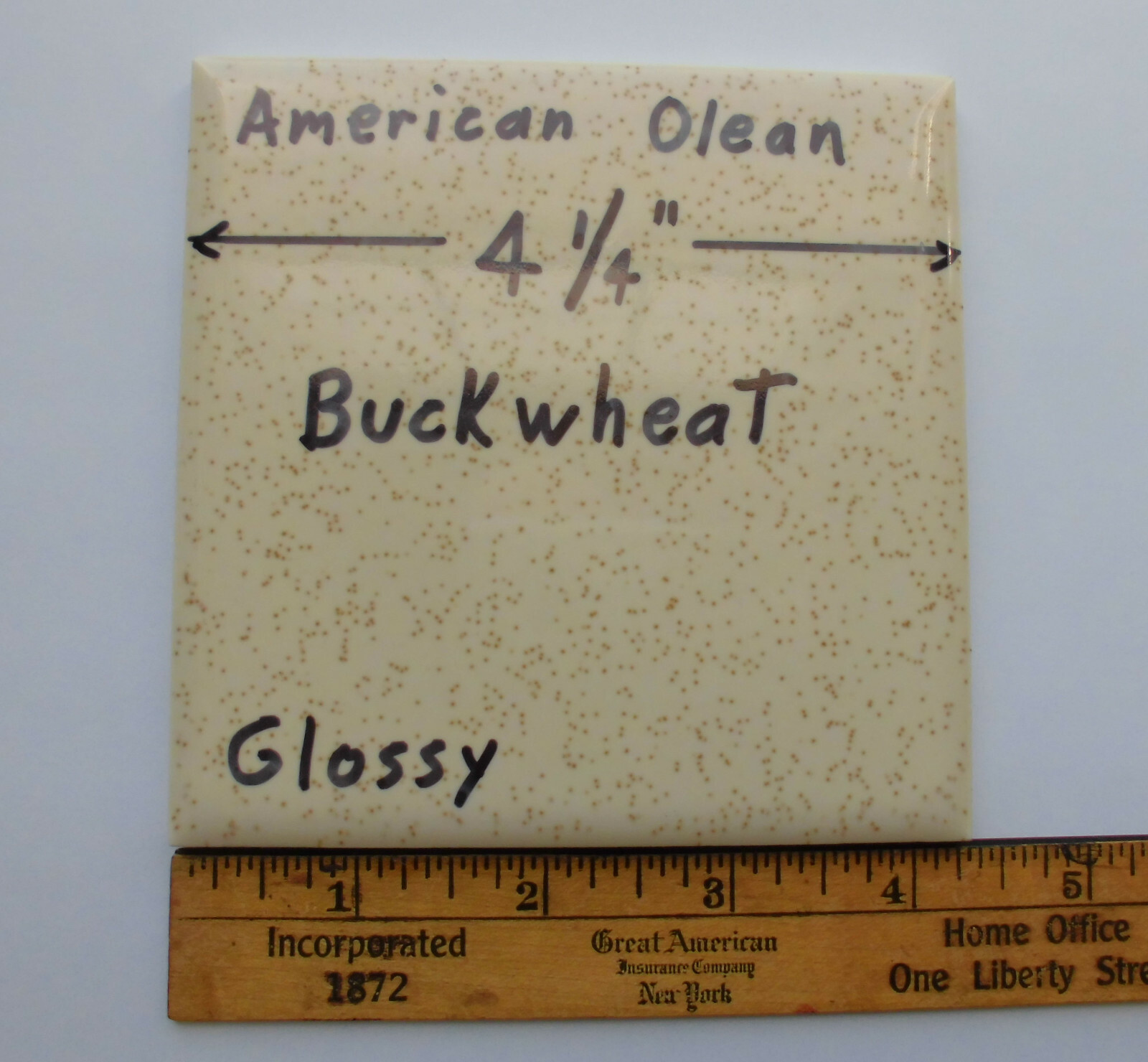 1 pc. Vintage *Buckwheat* Glossy Ceramic Tile #46 by American Olean 4-1/4″ NOS
