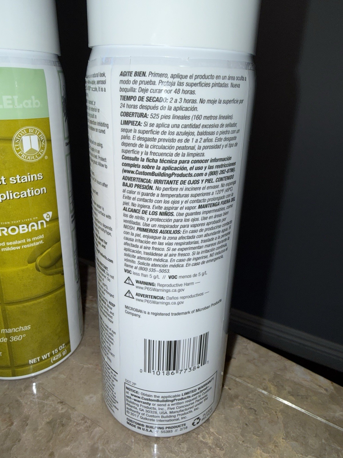 Grout Sealer w Microban TileLab 15 oz Aerosol Protects Grout Against Stains 3 PK