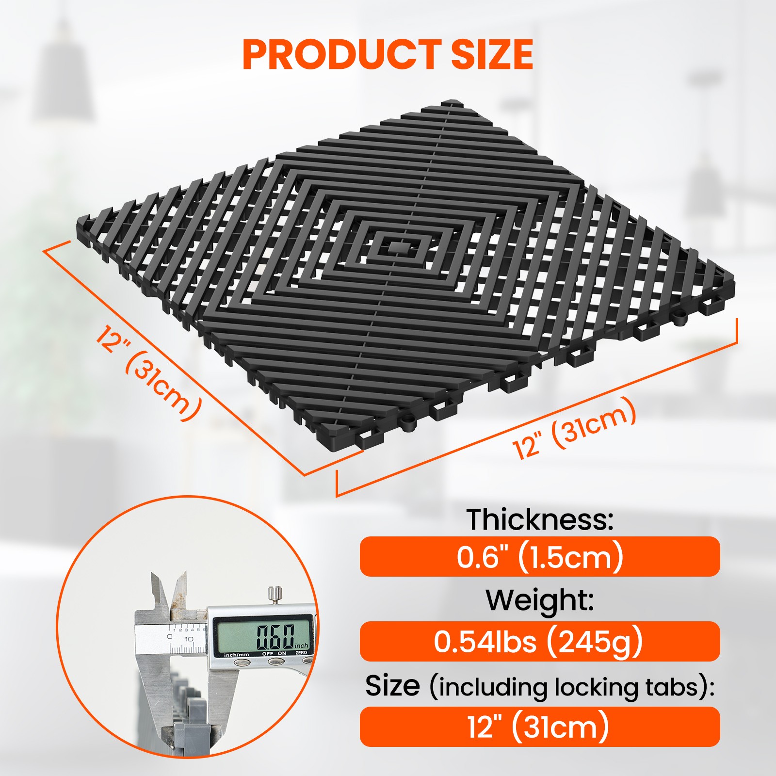 24/36/50 Pcs 12″x12″ Interlocking Garage Floor Tiles Vented Water Drainage