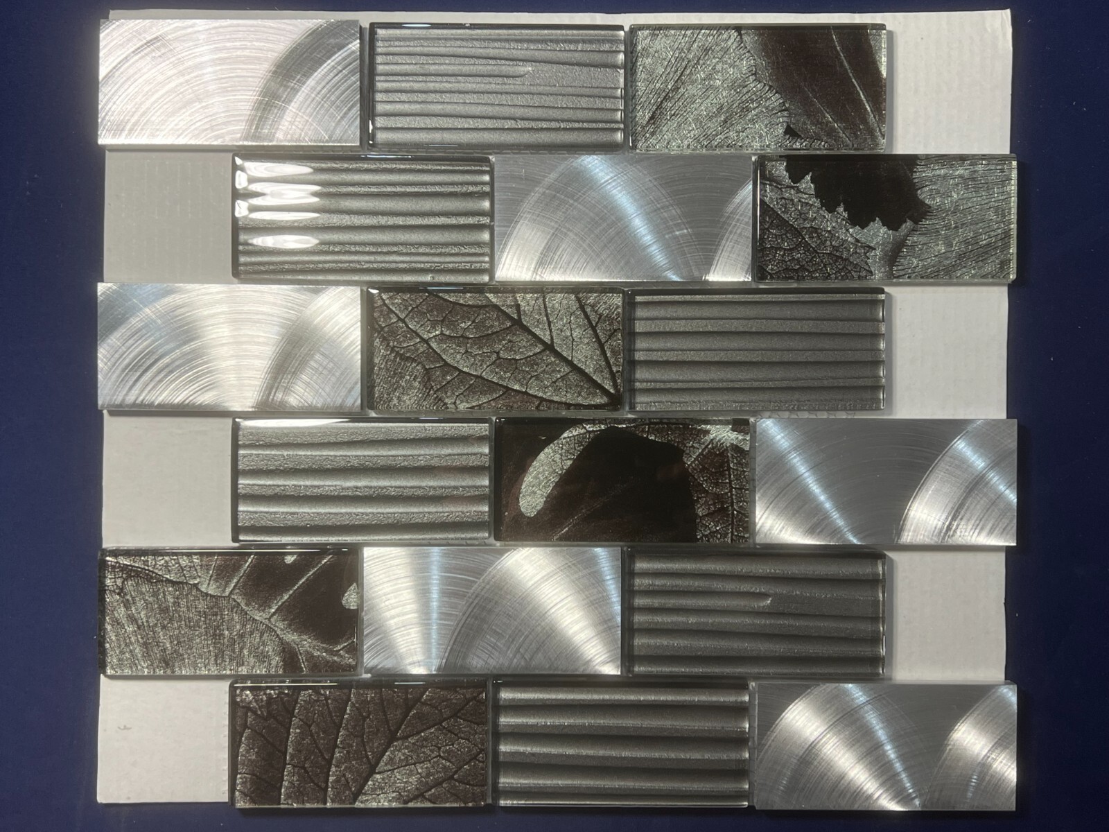 NY91 Gray Glass/Metal Rectangle Mosaic Tile Kitchen Bathroom Backsplash 7 sheets