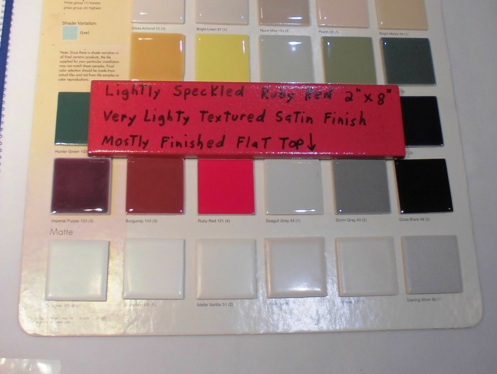 10 pcs. Ceramic Border Tiles *Liner/Sizzle *Ruby Red* 2″ X 8″ New, Satin, USA