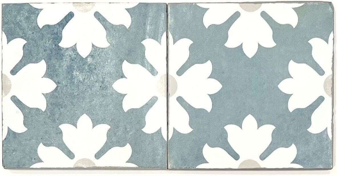 4.5×4.5 Mallorca Collection Turquoise Pattern 1 Porcelain Floor Wall Pool Tile